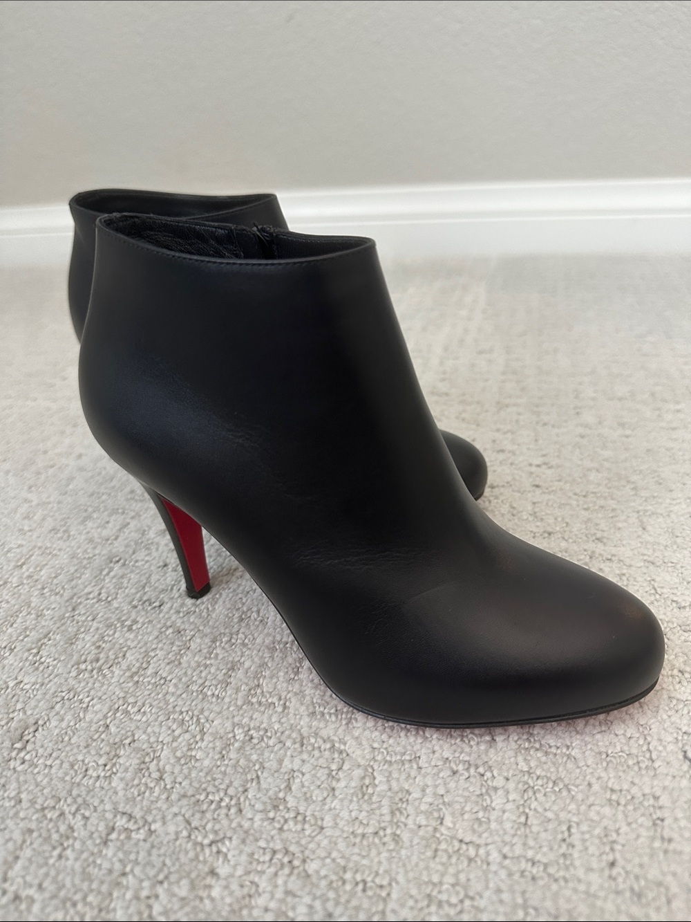 Christian Louboutin Black Leather Boots with Red Soles